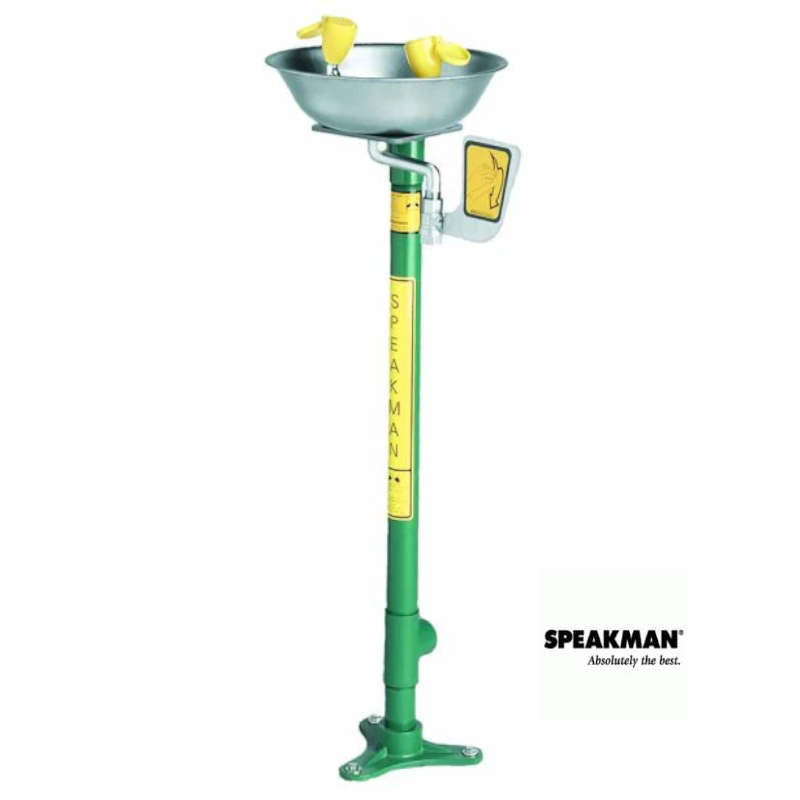 Speakman Pedestal Mounted Plumbed Eye/Face Wash with Stainless Steel Round Bowl SE-491