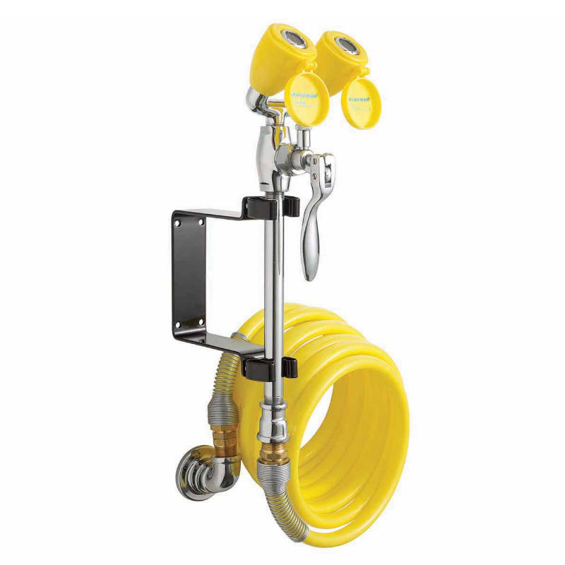 Speakman Wall Mounted Drench Hose Eyewash Station with Twin Aerated Sprays, Twelve Foot Recoiling Hose