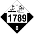 DOT Placard - Hydrocloric Acid, Solution - UN1789