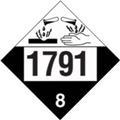 DOT Placard - Hydroclorite Solutions - UN1791