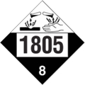 DOT Placard - Phosphoric Acid - UN1805
