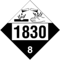DOT Placard - Sulfuric Acid - UN1830