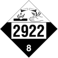 DOT Placard - Corrosive Liquids, Toxic, N.O.S. - UN2922
