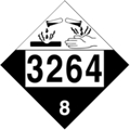 DOT Placard - Corrosive Liquids, Acidic, Inorganic, N.O.S. - UN3264