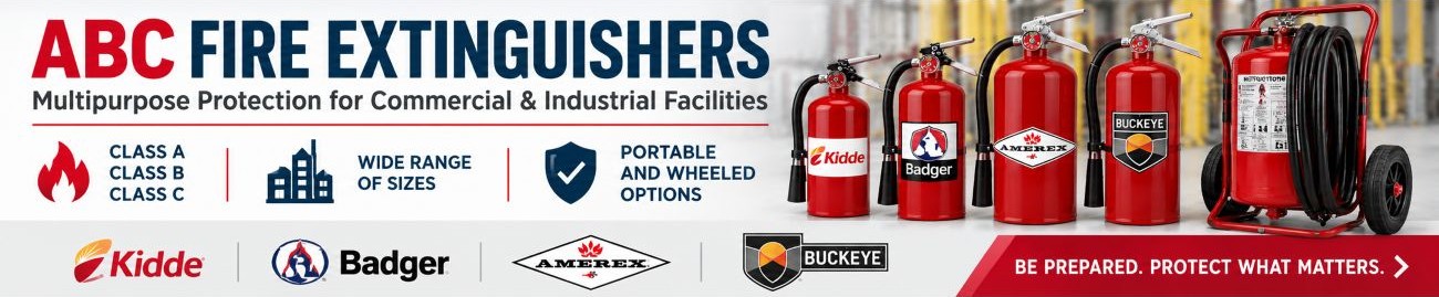 ABC fire extinguishers for commercial and industrial fire protection