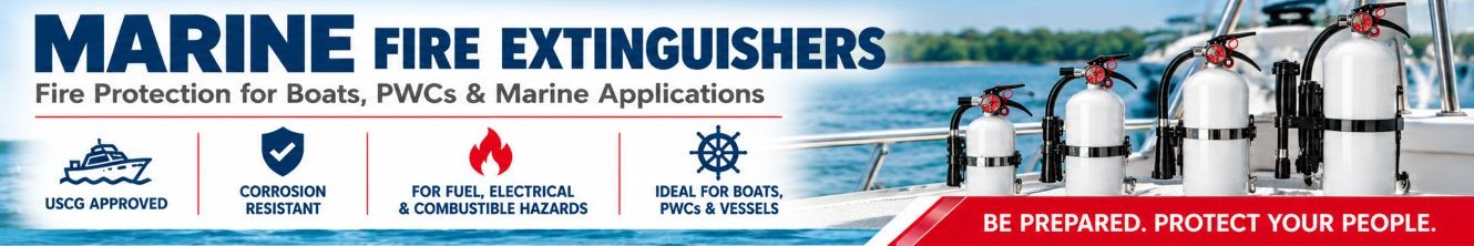 Marine fire extinguishers for boats personal watercraft and recreational vessels