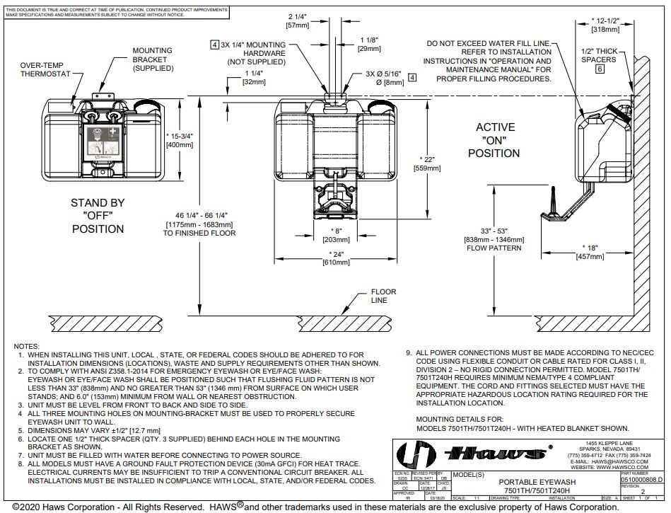 Haws 7501TH Drawings