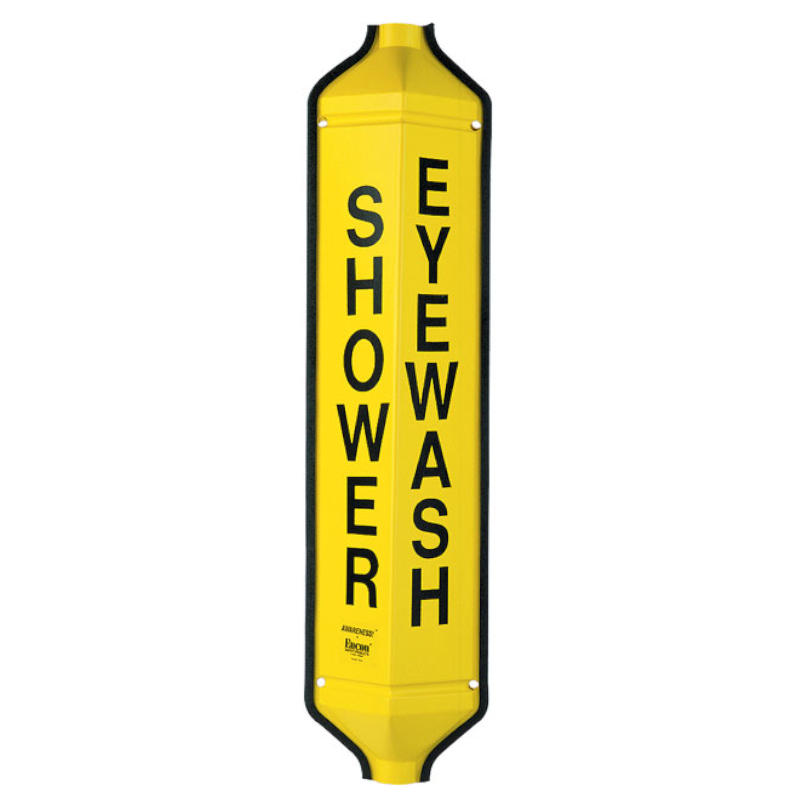 Encon Shower/Eyewash Sign Yellow, Top/Bottom Inlet, 01112911
