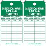 Emergency Shower & Eyewash Test Record Tag - 6X3 Inches, Vinyl