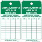 Emergency Shower & Eyewash Test Record Tag - 6X3 Inches, Vinyl