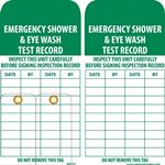 Emergency Shower & Eyewash Test Record Tag - 6X3 Inches, Vinyl