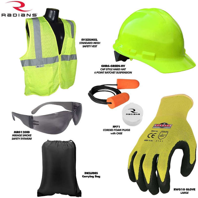Radians PPE Deluxe Hi Viz Starter Kit with Carrying Bag - RNHK8