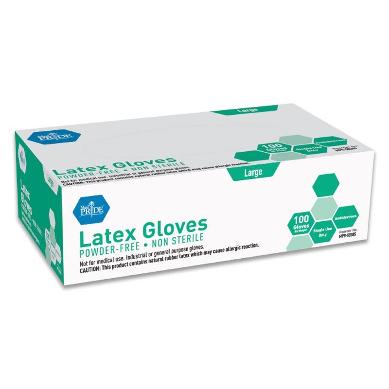 MedPride General Purpose Powder-Free Latex Gloves, Large Size, Case of 1,000
