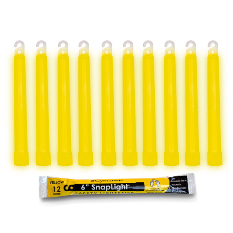 Cyalume Snaplight Yellow 12 Hour LightSticks, 9-080048 - Case of 100, 10/10pks