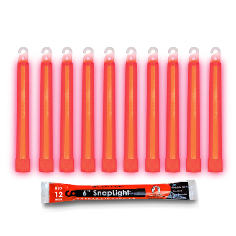 Cyalume Snaplight Red 12 Hour LightSticks, 9-080028 - Case of 100, 10/10pks