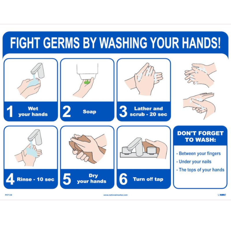 FIGHT GERMS BY WASHING YOUR HANDS POSTER