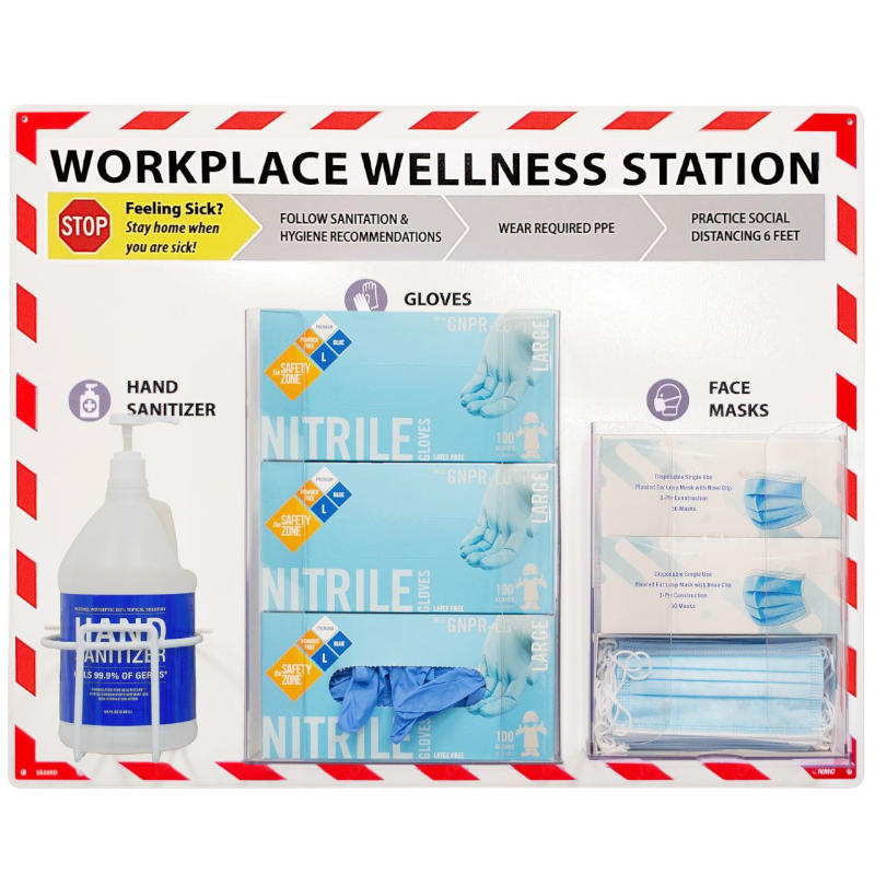 NMC Workplace Wellness Station for Sanitizer, Gloves and Masks, Red SB08RD
