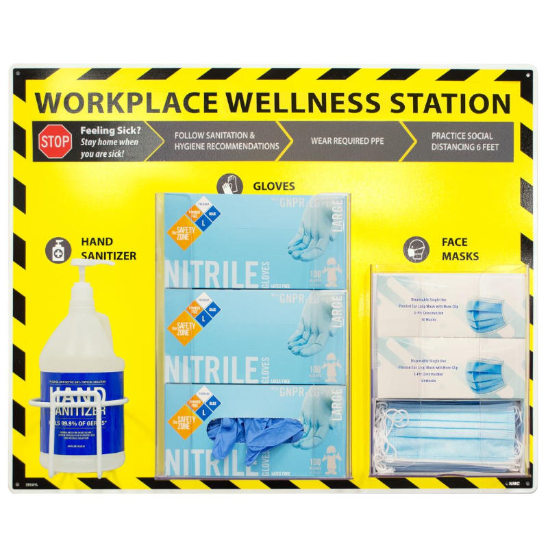 NMC Workplace Wellness Station for Sanitizer, Gloves and Masks, Yellow SB08YL