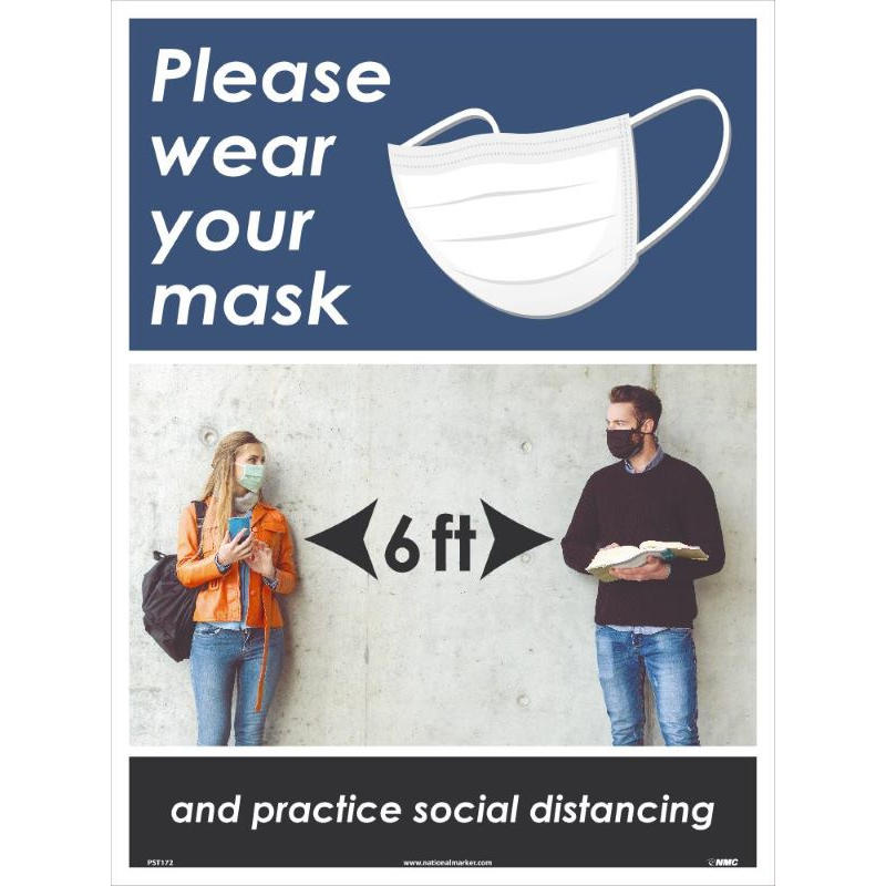 PLEASE WEAR YOUR MASK, 6FT, POSTER