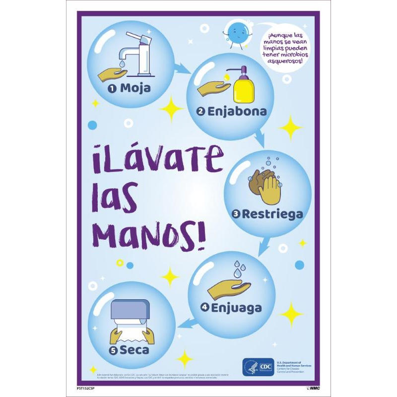 WASH YOUR HANDS STEP-BY-STEP POSTER  - SPANISH