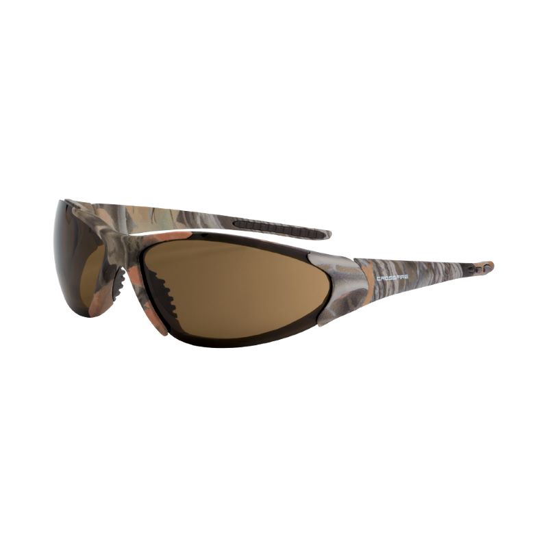 Radians 18146 Crossfire Core Premium Safety Eyewear - Woodland Brown Camo Frame - HD Brown Lens