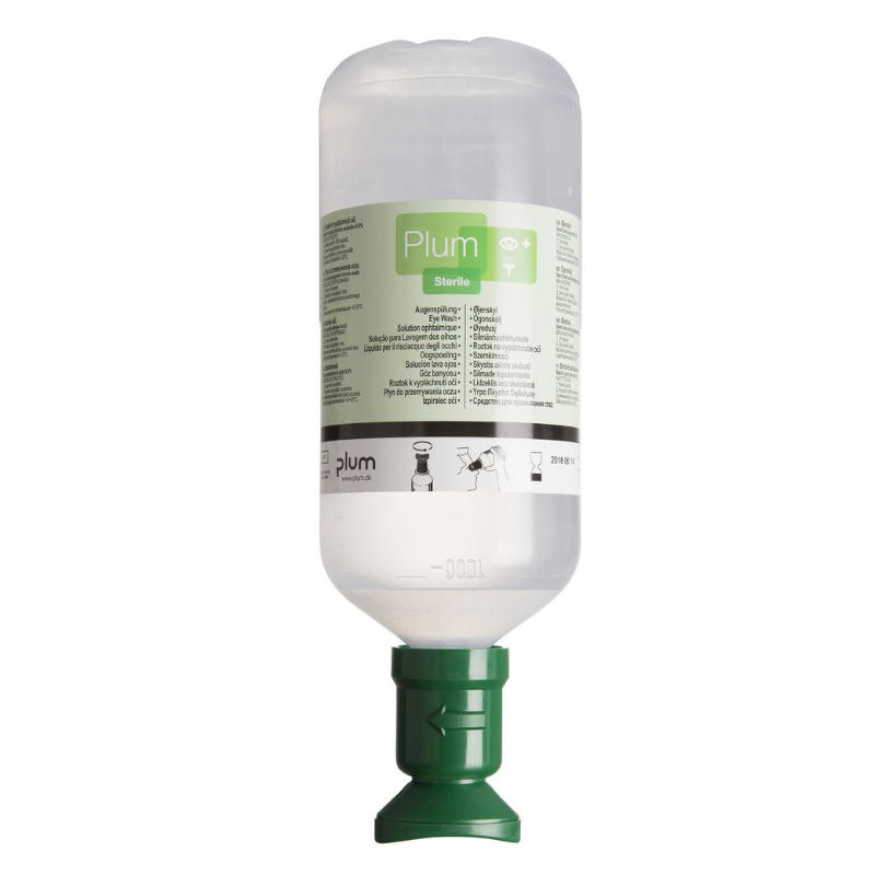 Plum 45971 Saline Bottle with Eyecup - 1000 ml Refill - Case of 6