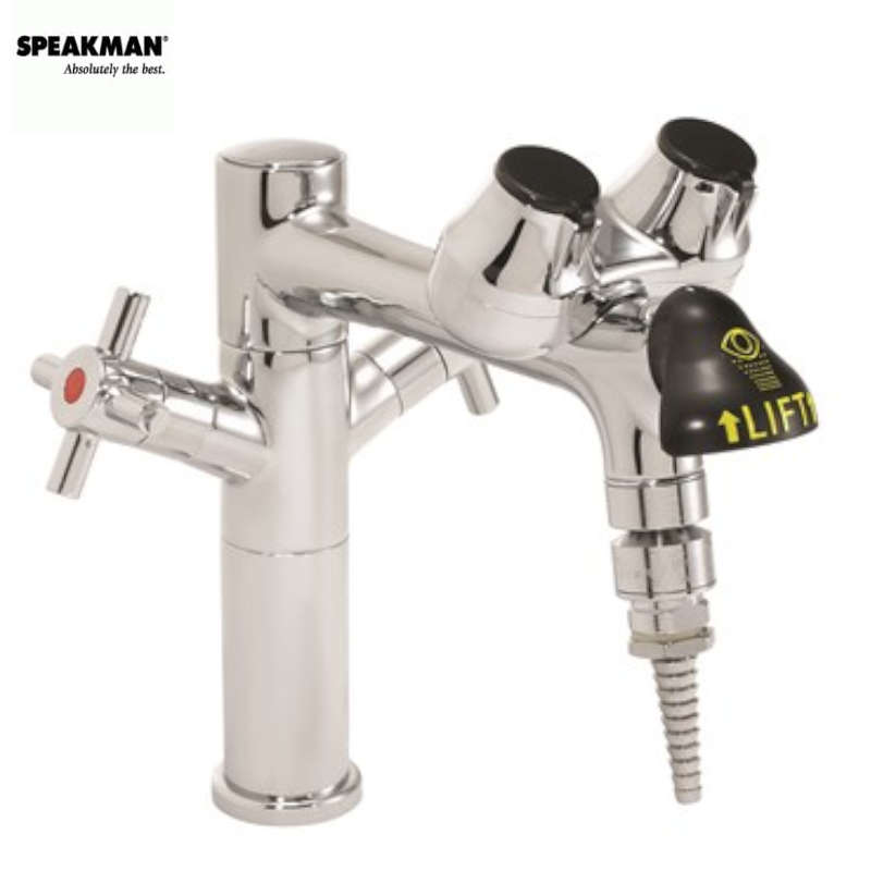 Speakman SEF-1850-8-ST Combination Eye Wash and Lab Faucet with 8 Inch Spout and Serrated Tip