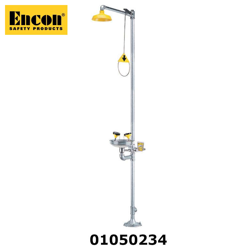 Encon 01050234 Combination Safety Shower and Eye/Facewash with Stainless Steel Bowl
