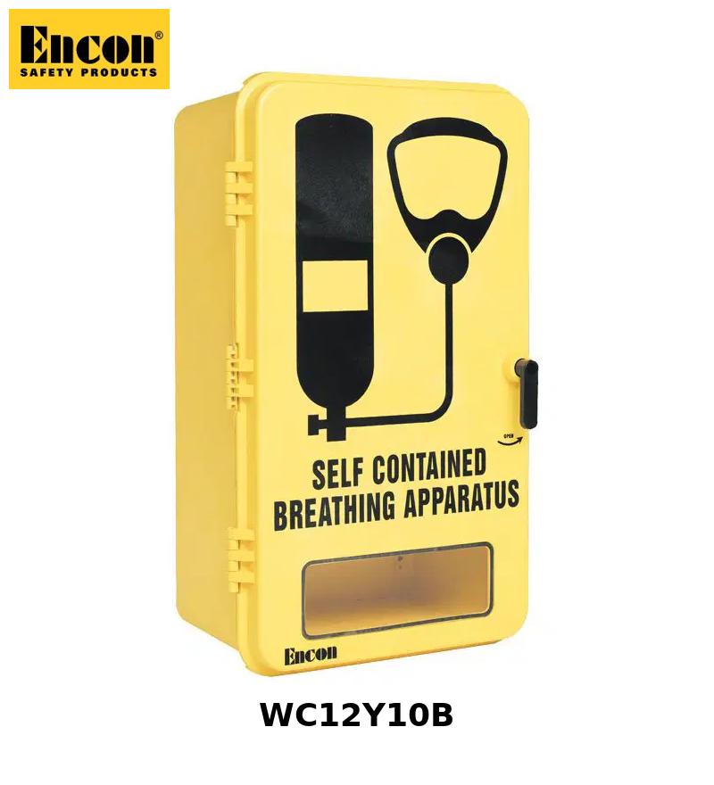 Encon Single SCBA Wall Case Molded top shelf, SCBA steel bracket, SCBA Graphics, AGV Window