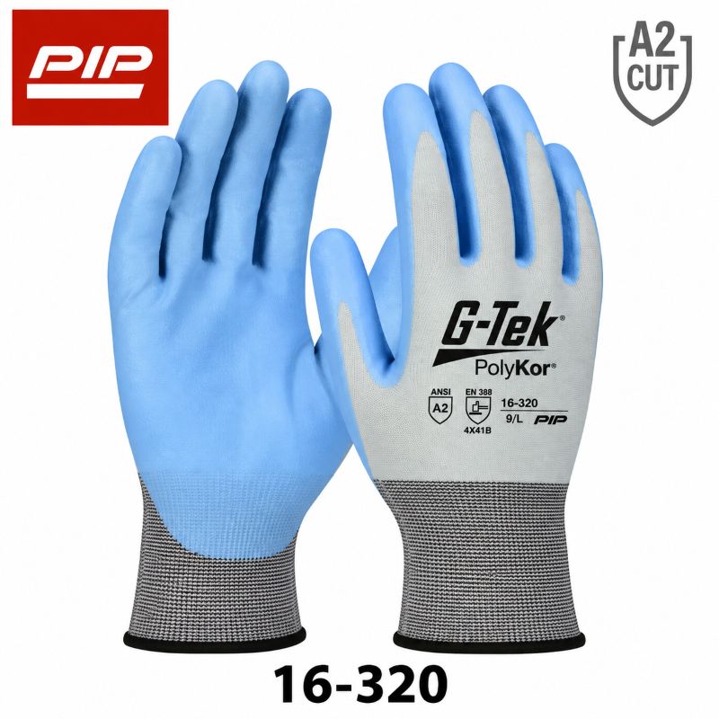PIP 16-320 G-Tek PolyKor X7 ANSI A2 cut resistant glove with NeoFoam coated palm and fingers