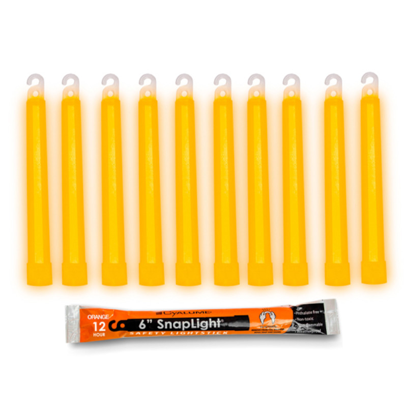 Cyalume Snaplight Orange 12 Hour LightSticks, 9-080058 - Case of 100, 10/10pks
