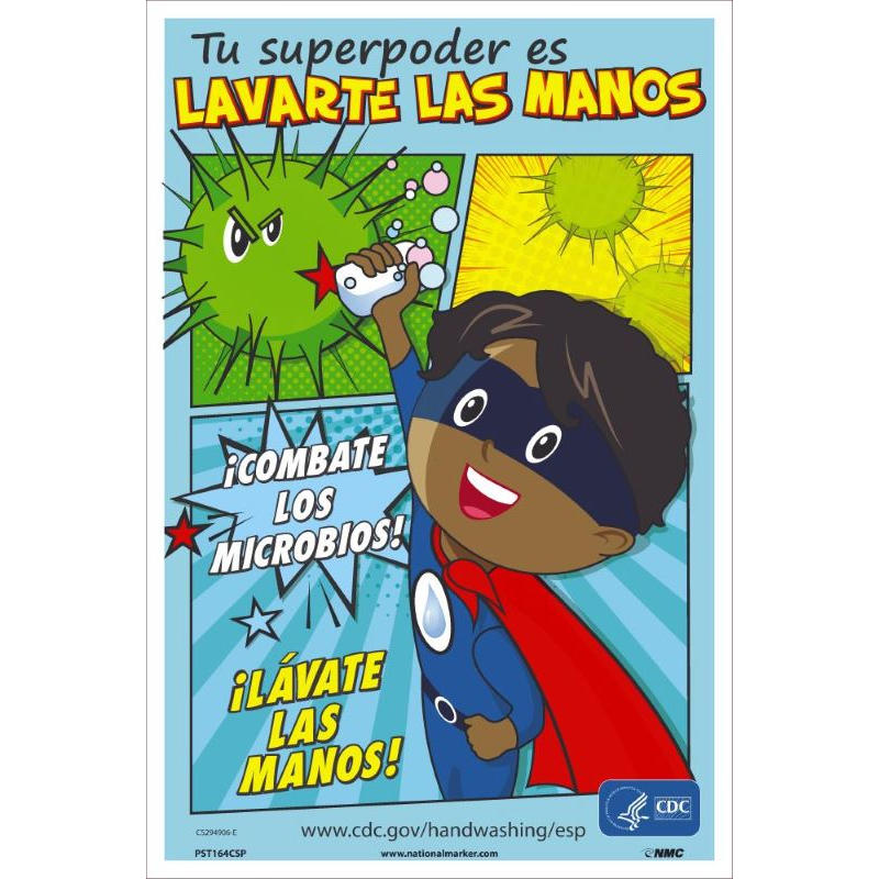 HANDWASHING IS YOUR SUPERPOWER - BOY POSTER - SPANISH