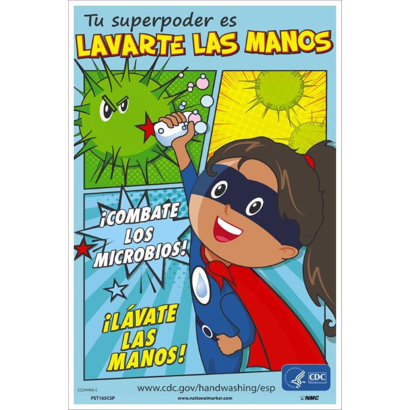 HANDWASHING IS YOUR SUPERPOWER - GIRL POSTER - SPANISH