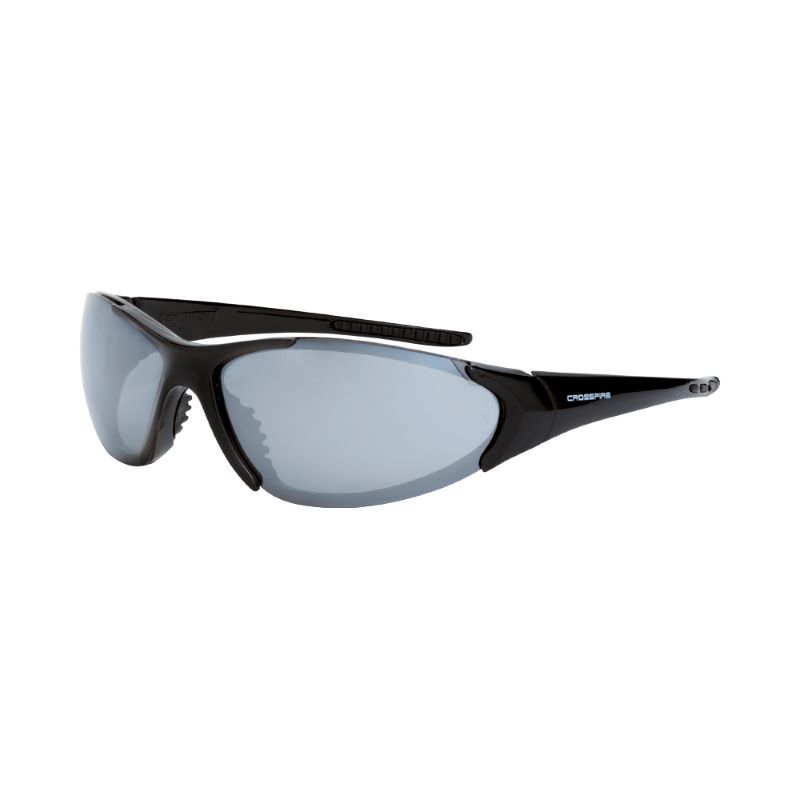 Radians 1863 Crossfire Core Premium Safety Eyewear - Shiny Black Frame - Silver Mirror Lens
