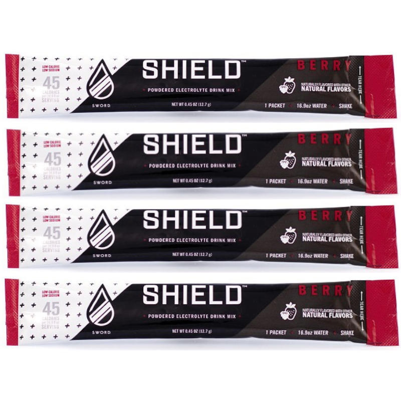 Shield Electrolyte Powder Singles Berry Flavor - 4 Cases of 100