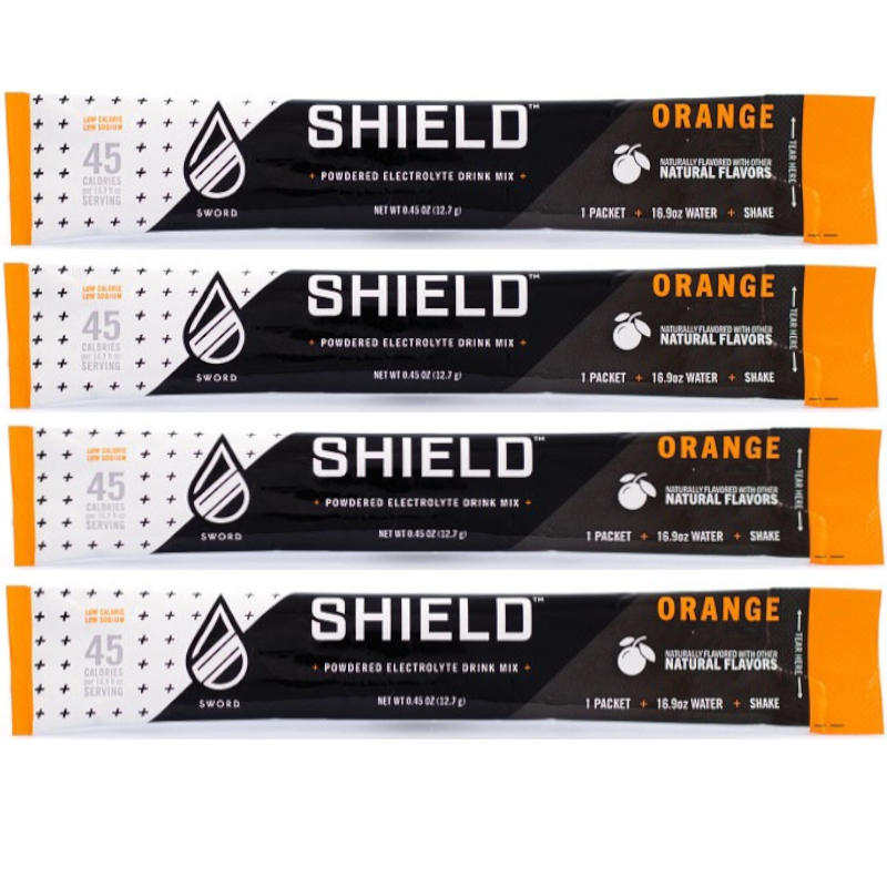Shield Electrolyte Powder Singles Orange Flavor - 4 Cases of 100