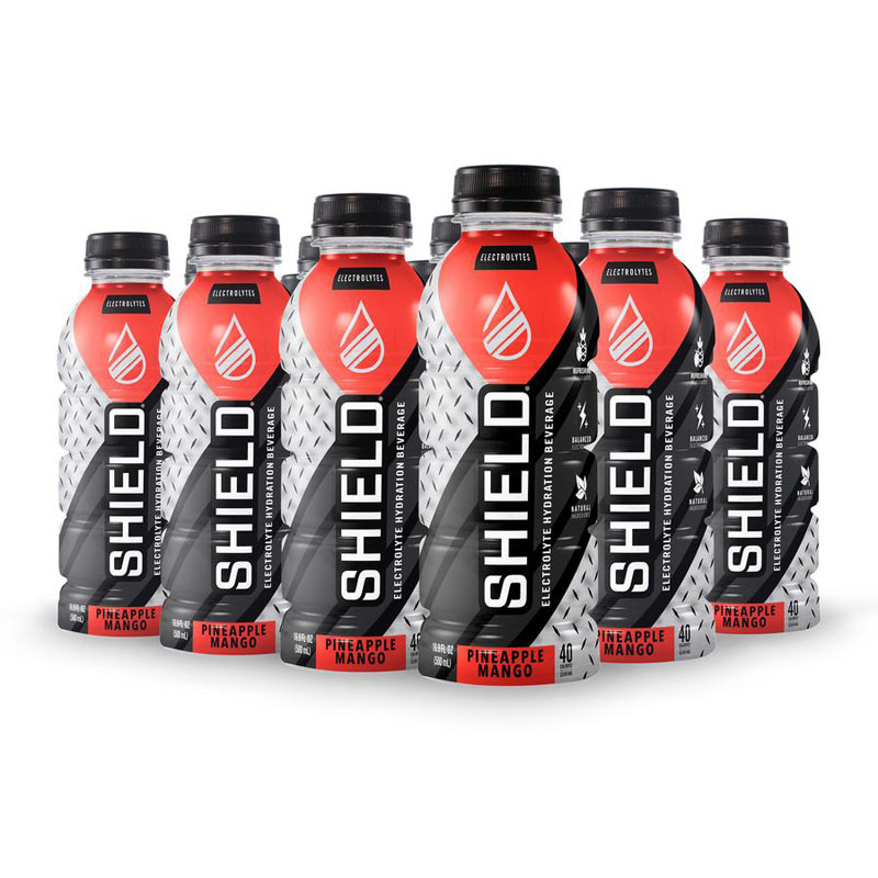 Shield Electrolyte Hydration Ready-To-Drink Bottles, Pineapple Mango Flavor