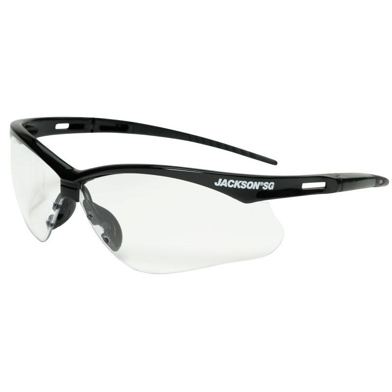 Jackson SG 50001 Safety Glasses with Anti-Fog Clear Lens , Black Frame