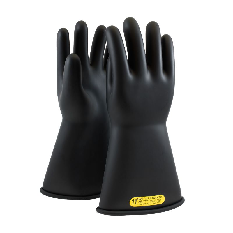 PIP NOVAX 150-2-14 Class 2 Rubber Insulating Glove with Straight Cuff - 14", Black, 1 Pair
