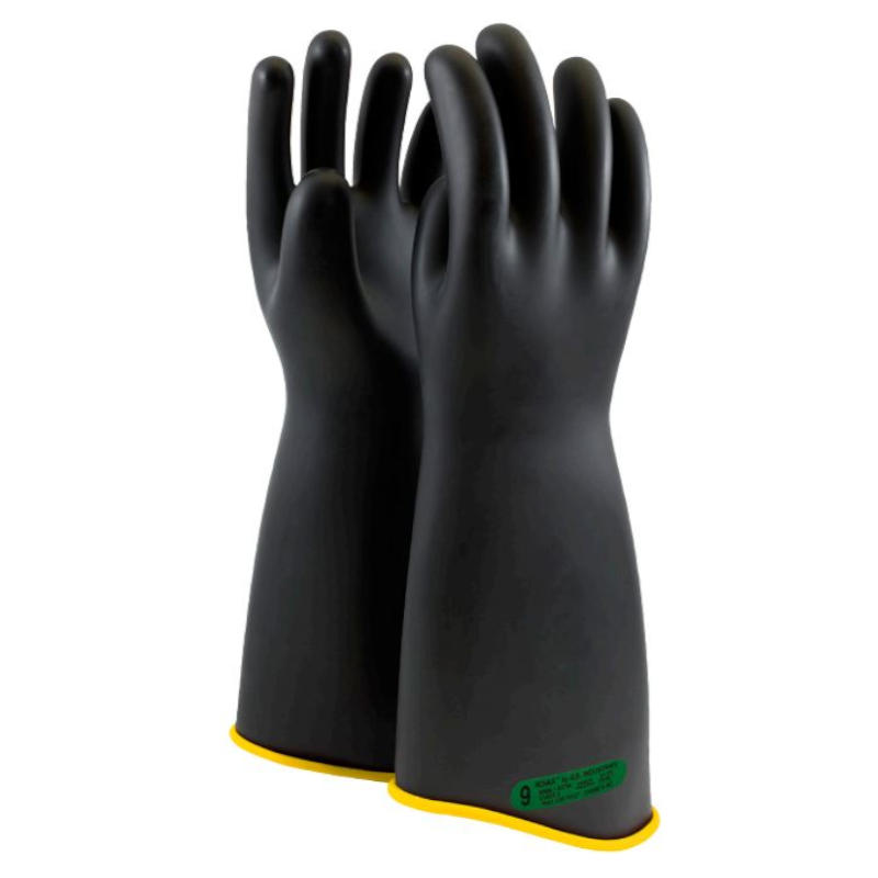 PIP NOVAX 151-3-18 Class 3 Rubber Insulating Glove with Contour Cuff - 18", Black w/ Yellow Inner, 1 Pair