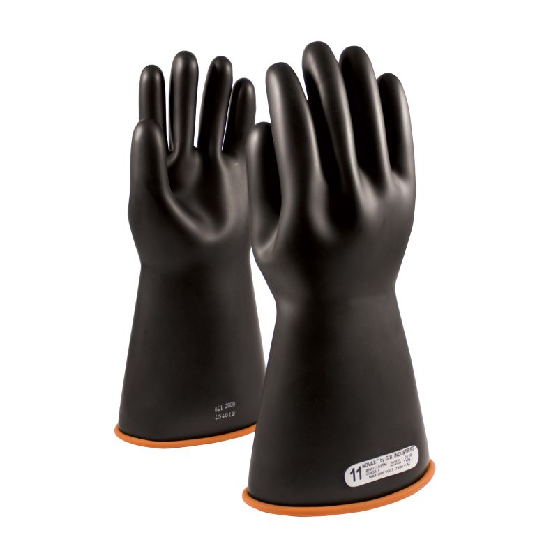 PIP NOVAX 155-1-14 Class 1 Rubber Insulating Glove Straight Cuff - 14", Black w/ Orange Inner, 1 Pair