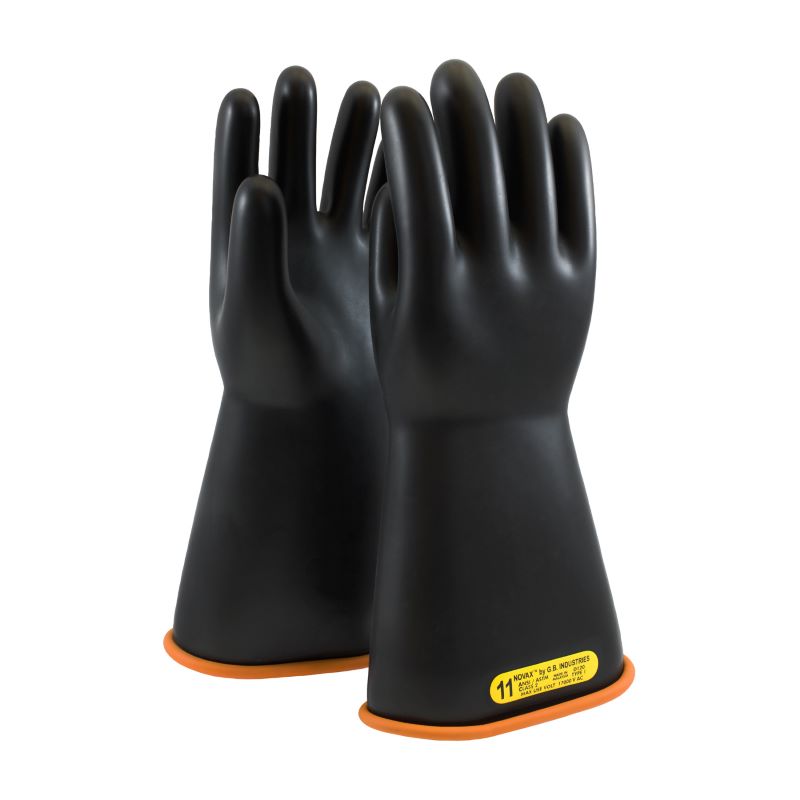 PIP NOVAX 155-2-14 Class 2 Rubber Insulating Glove Straight Cuff - 14", Black w/ Orange Inner, 1 Pair