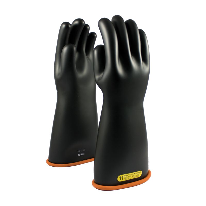 PIP NOVAX 155-2-16 Class 2 Rubber Insulating Glove Straight Cuff - 16", Black w/ Orange Inner, 1 Pair