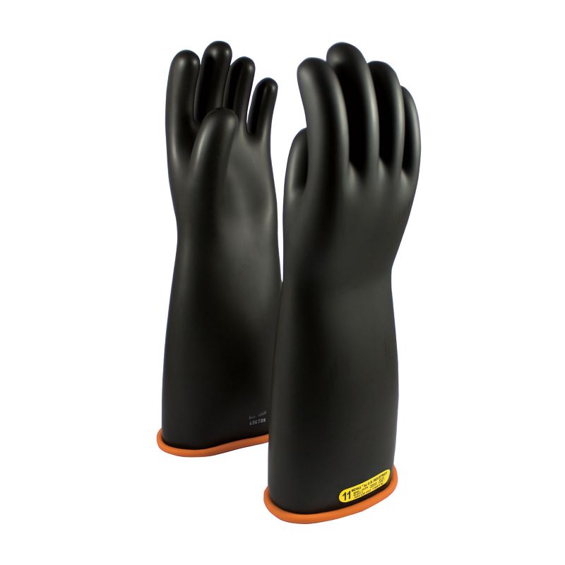 PIP NOVAX 155-2-18 Class 2 Rubber Insulating Glove Straight Cuff - 18", Black w/Orange Inner, 1 Pair