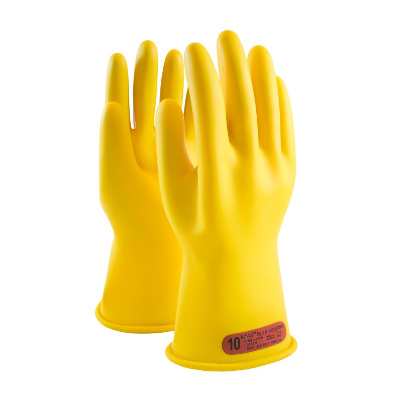 PIP NOVAX 170-0-11 Class 0 Rubber Insulating Glove with Straight Cuff - 11", Yellow, 1 Pair