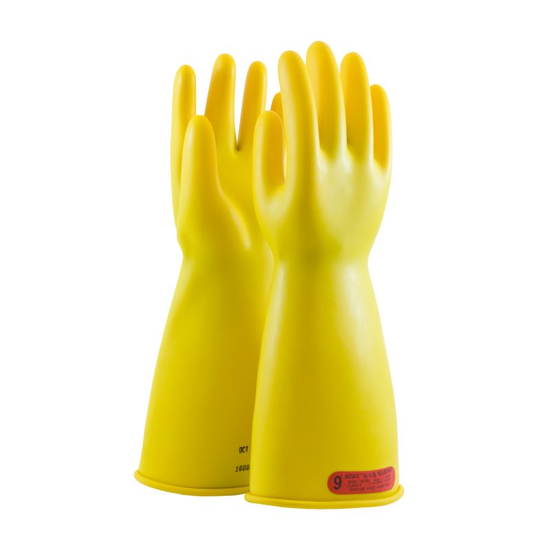 PIP NOVAX 170-0-14 Class 0 Rubber Insulating Glove with Straight Cuff - 14", Yellow, 1 Pair