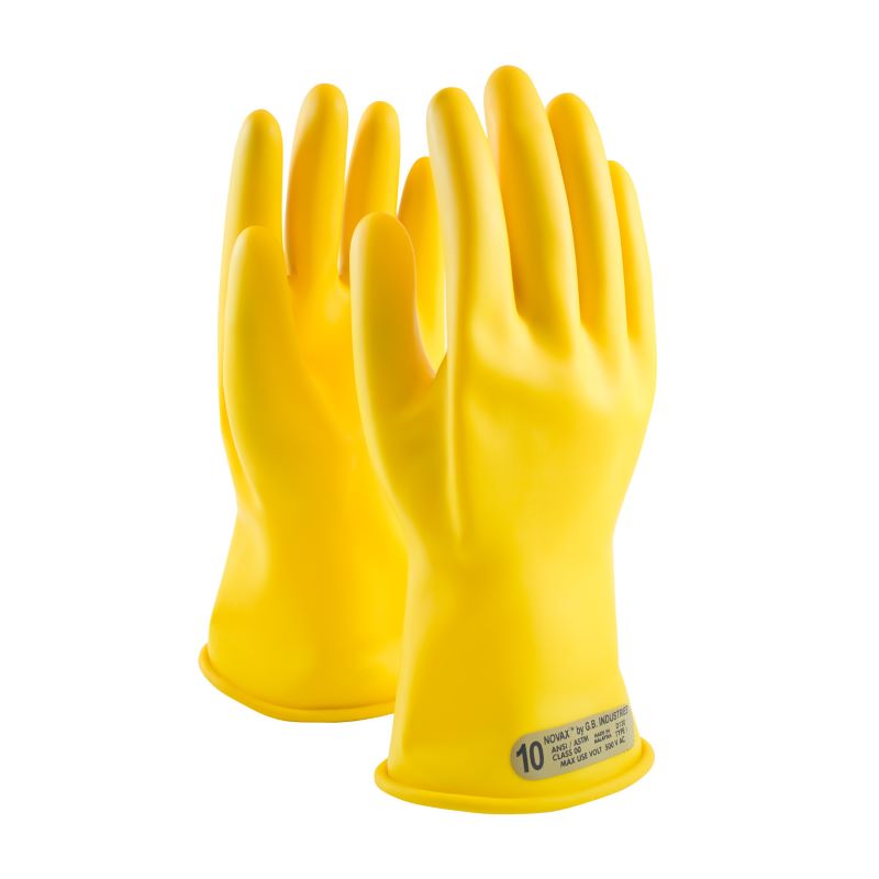 PIP NOVAX 170-00-11 Class 00 Rubber Insulating Glove with Straight Cuff - 11", Yellow, 1 Pair