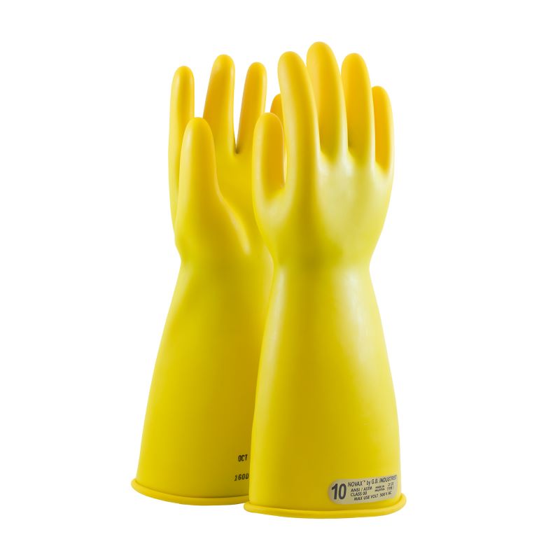 PIP NOVAX 170-00-14 Class 00 Rubber Insulating Glove with Straight Cuff - 14", Yellow, 1 Pair