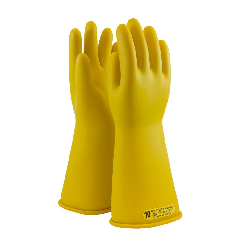 PIP NOVAX 170-2-14 Class 2 Rubber Insulating Glove with Straight Cuff - 14", Yellow, 1 Pair