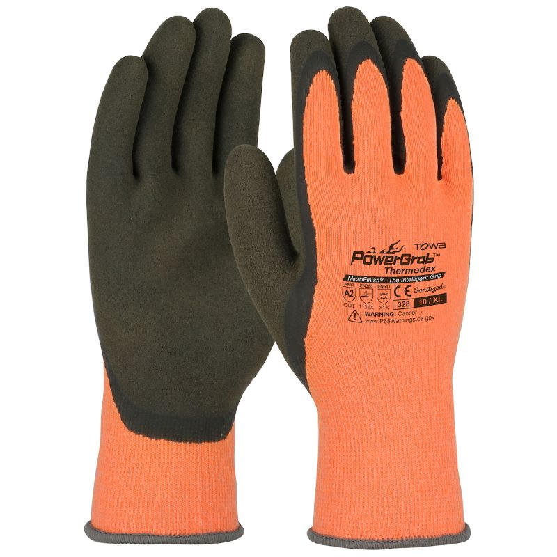 PIP 41-1328 Powergrab Thermodex Hi-Vis Knit w/Microfinish Grip Cut Level A2 Cold Weather Glove- 1 Dozen Pair